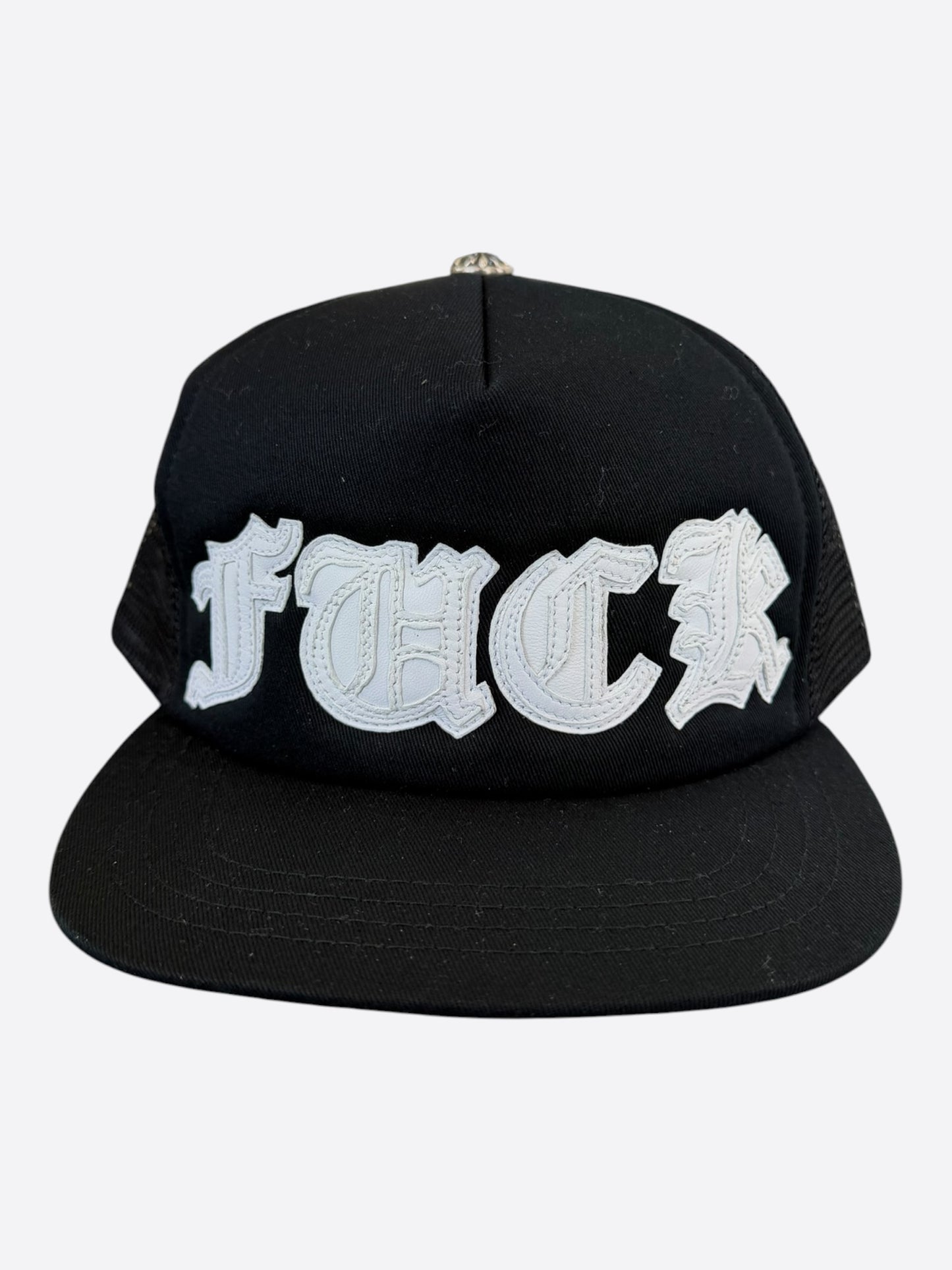 Chrome Hearts Black & White F*** Patch Trucker Hat