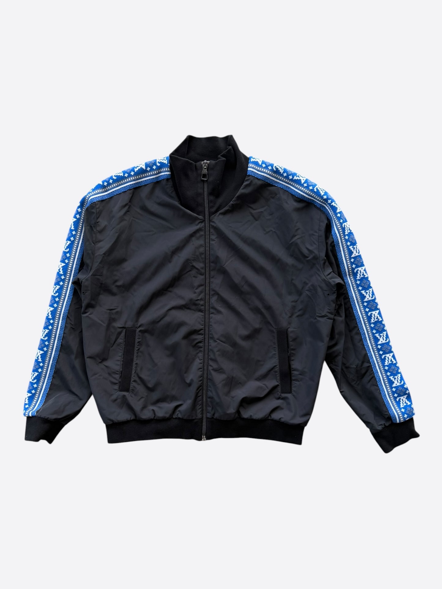 Louis Vuitton Black & Blue Monogram Fair Isle Track Jacket