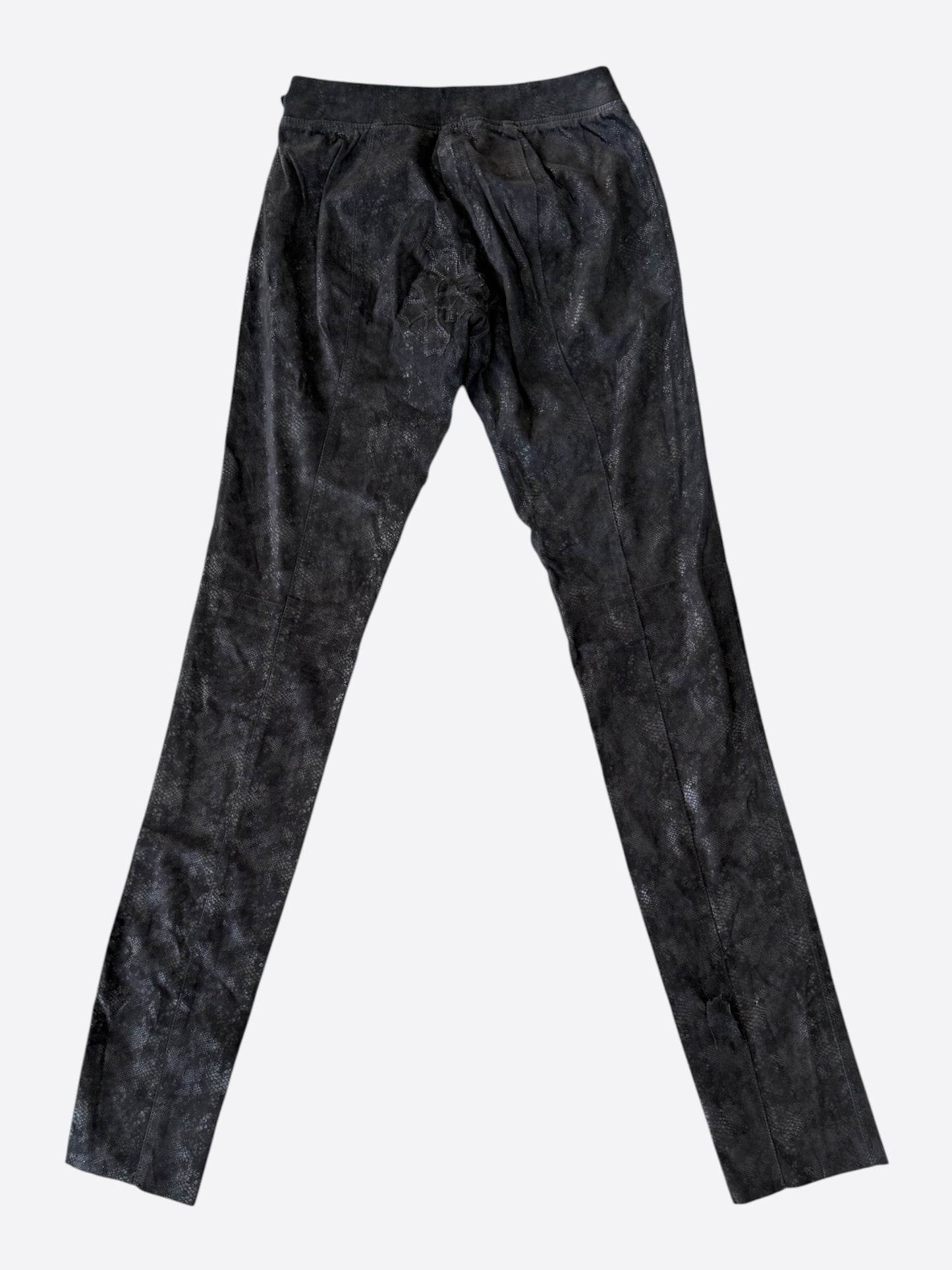 Chrome Hearts Black Suede Cross Patch Fleur Knee Women's Jeans