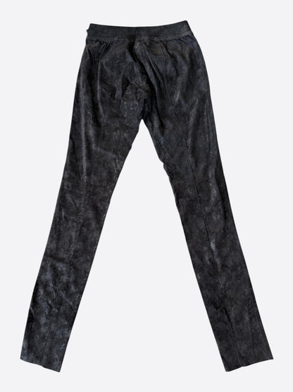 Chrome Hearts Black Suede Cross Patch Fleur Knee Women's Jeans