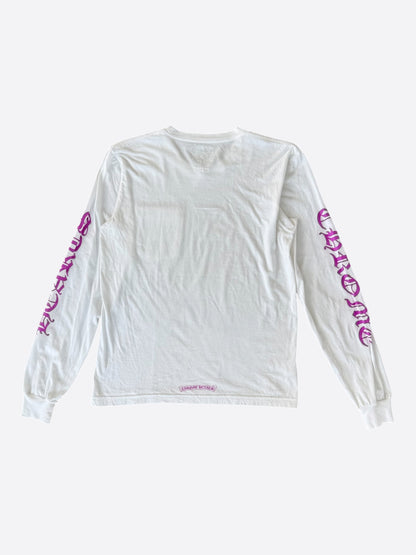 Chrome Hearts White & Purple Neck Logo Longsleeve T-Shirt