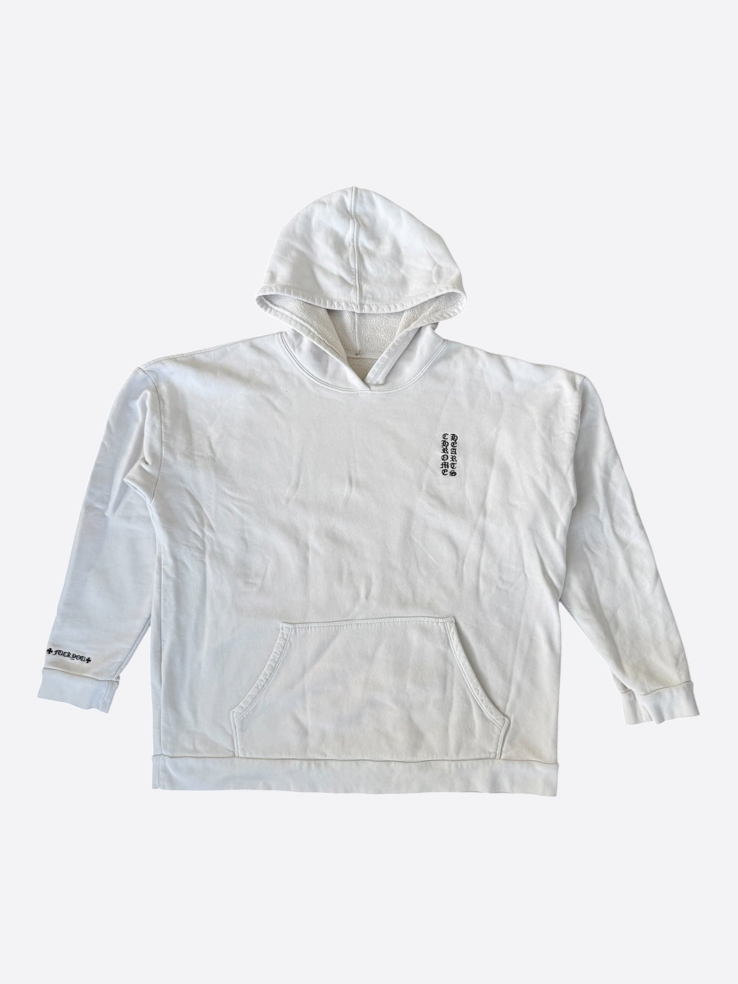 Chrome Hearts White & Black Embroidered Script Logo Hoodie