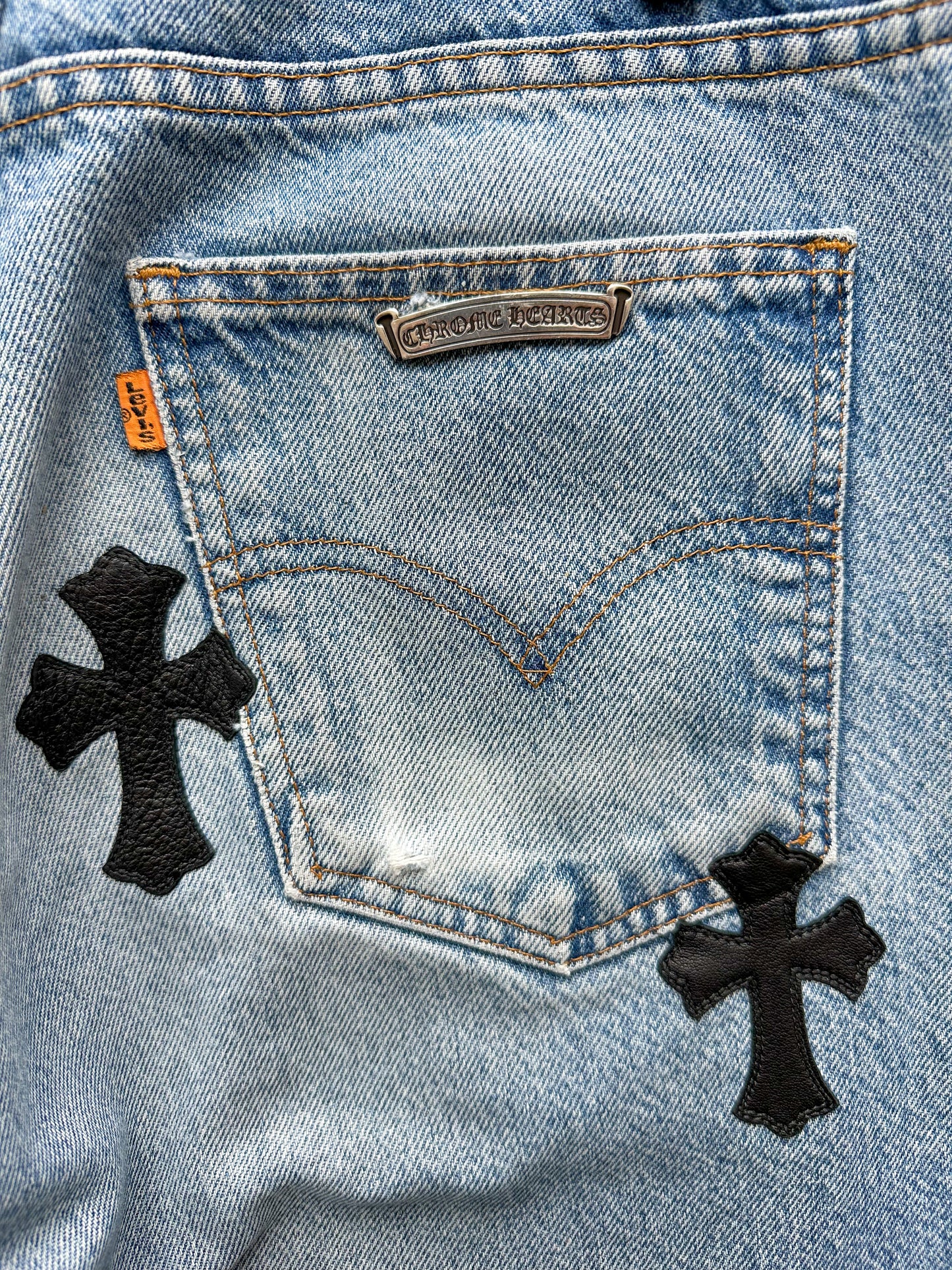 Chrome Hearts Leather Cross Blue Levi's Jeans – Savonches