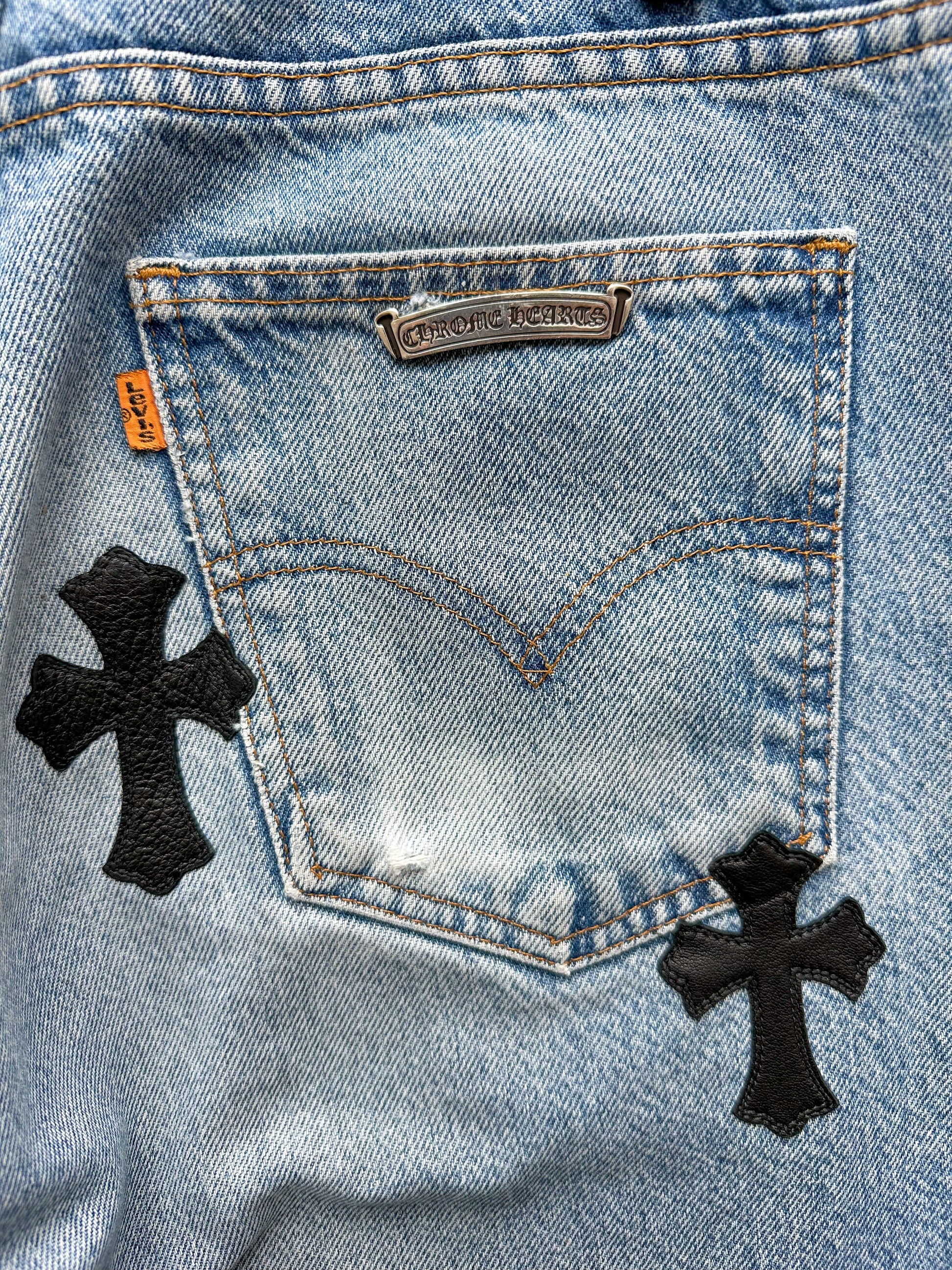 Chrome Hearts Jeans Levi's Black Cross Patch Denim