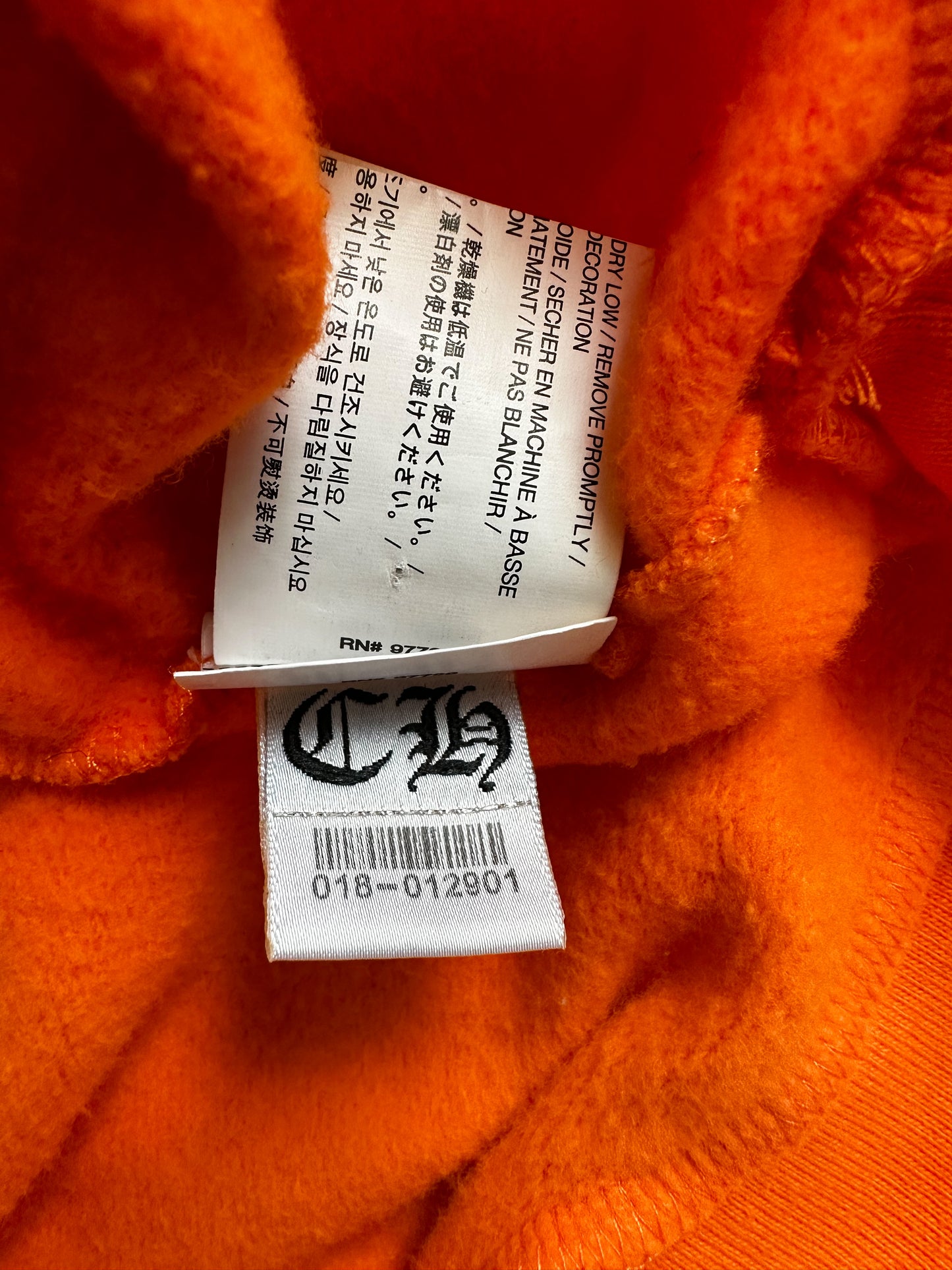 Chrome Hearts Off-White Orange & Black Scroll Logo Hoodie