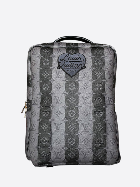 Louis Vuitton Nigo Grey Striped Monogram Utilitary Backpack