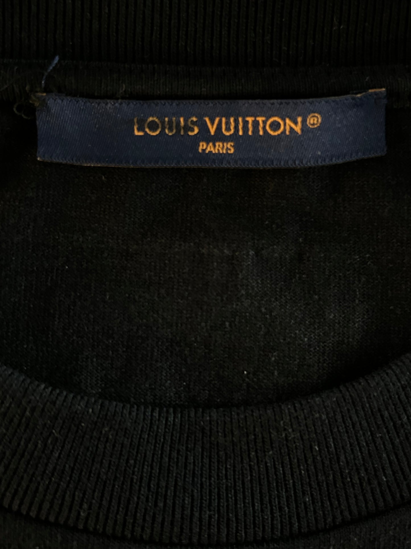 Louis Vuitton Black & White Marque Pearl Embellished T-Shirt