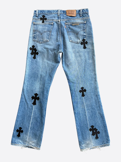 Chrome Hearts Levis Blue & Black Cross Patch Jeans