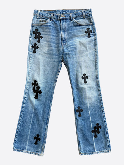 Chrome Hearts Levis Blue & Black Cross Patch Jeans
