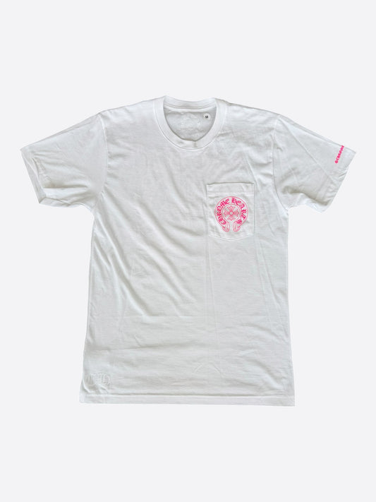 Chrome Hearts White & Pink Horseshoe Logo T-Shirt