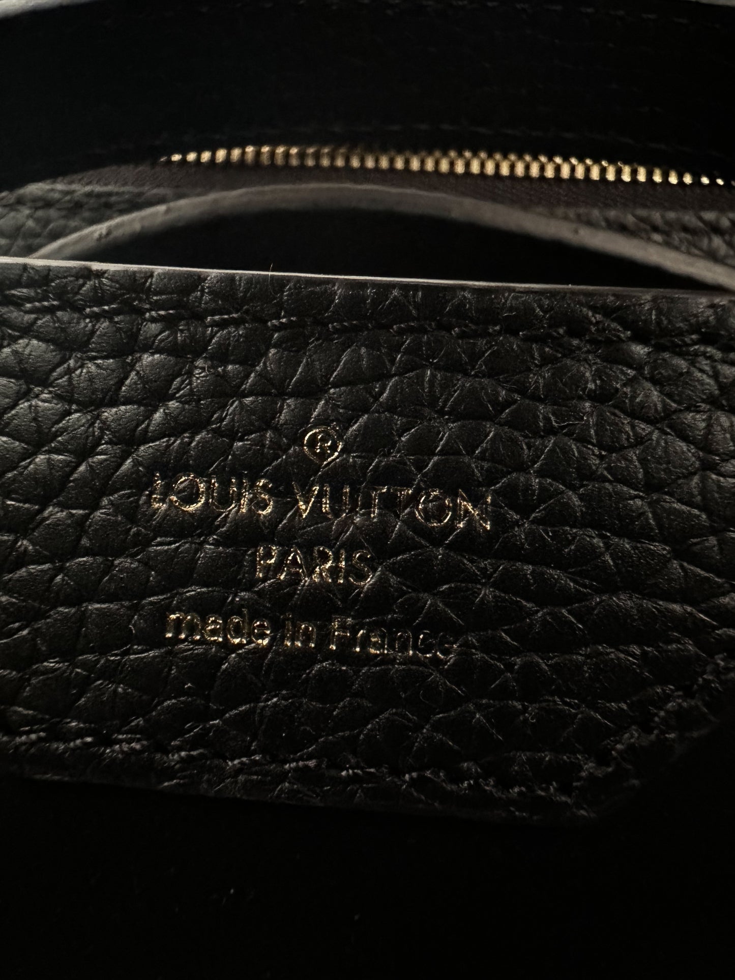 Louis Vuitton Black & Beige Capucines MM