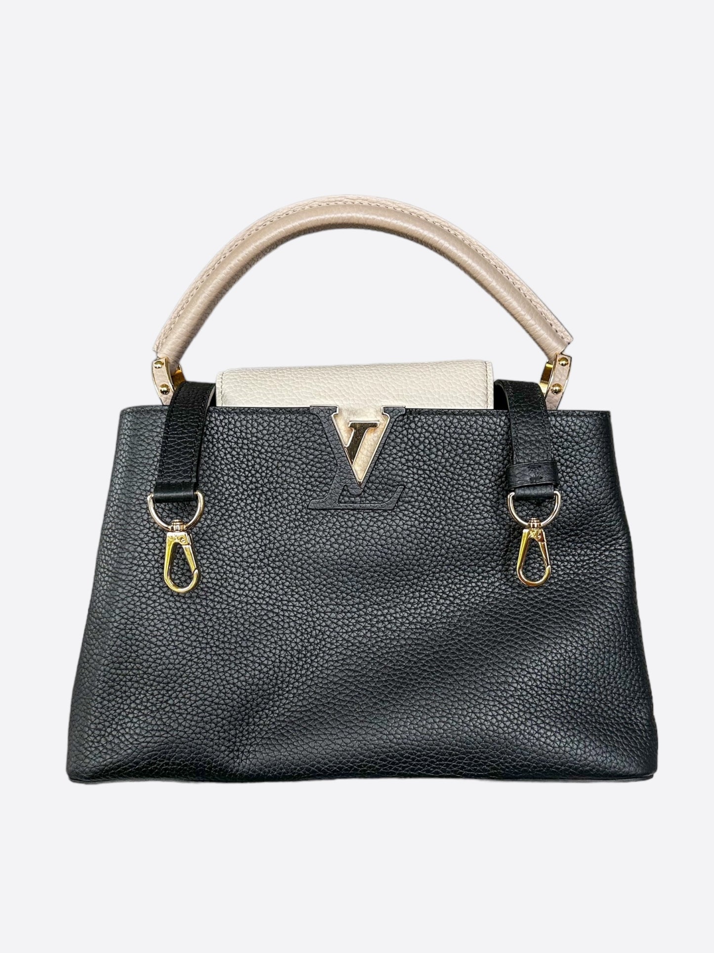 Louis Vuitton Black & Beige Capucines MM