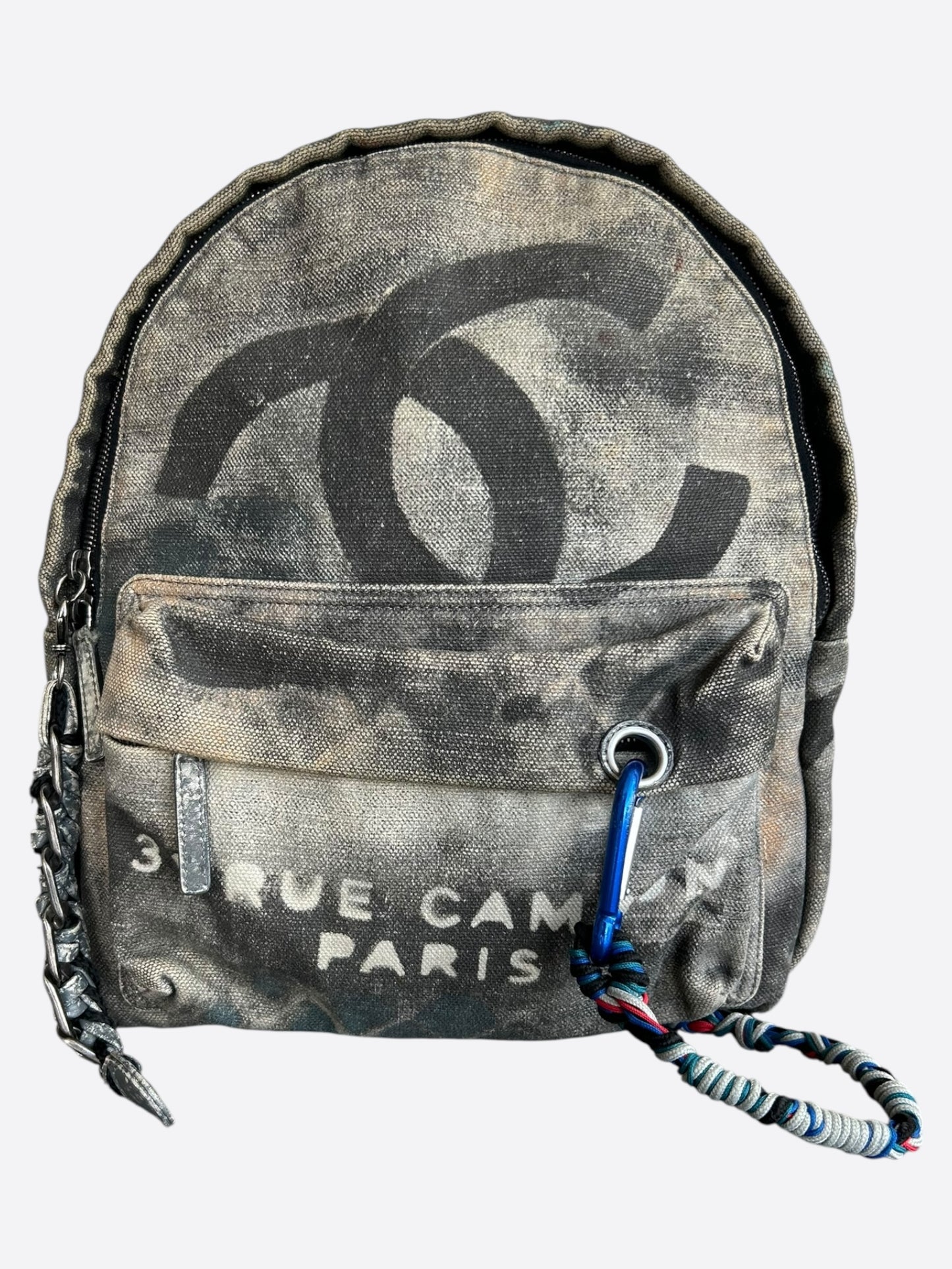 Chanel Beige & Black Graffiti Logo Backpack