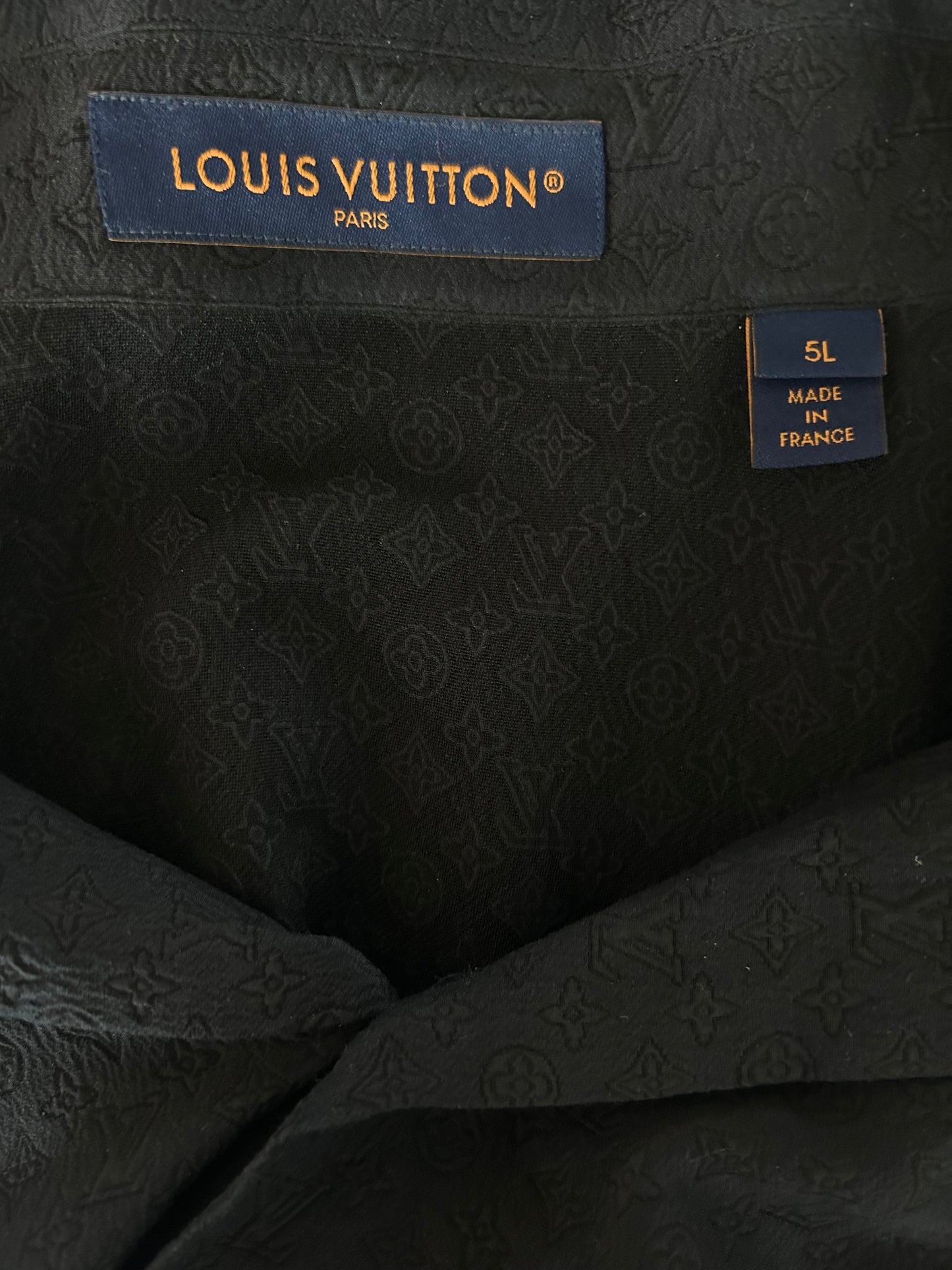 Louis Vuitton Black Mini Monogram Silk Button Up Shirt