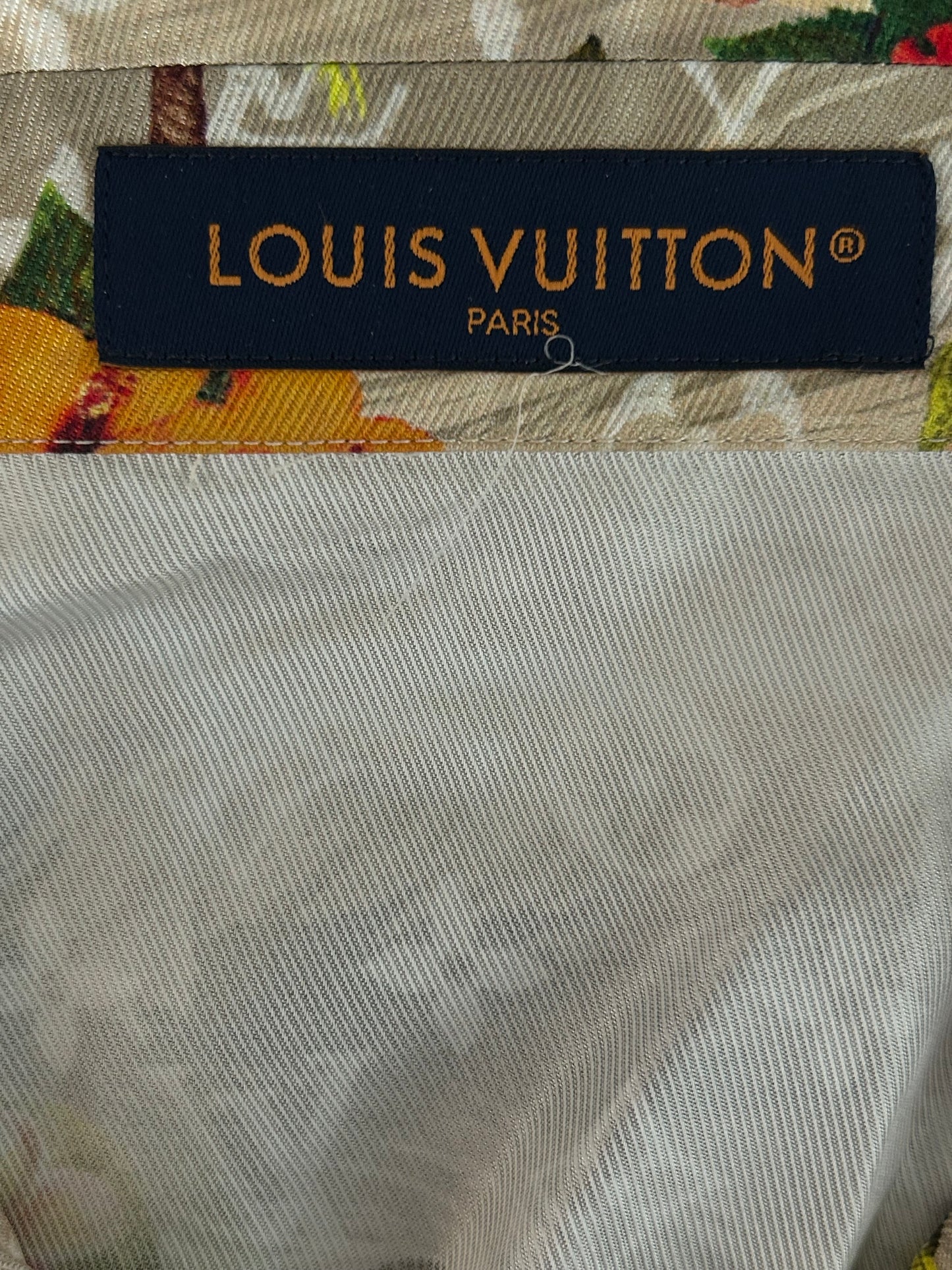 Louis Vuitton Beige Beach Monogram Silk Button Up Shirt