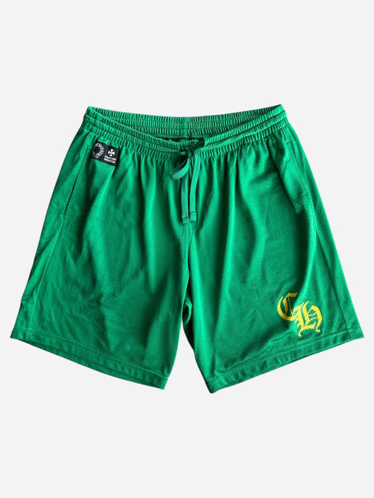 Chrome Hearts Green & Yellow Logo Mesh Shorts