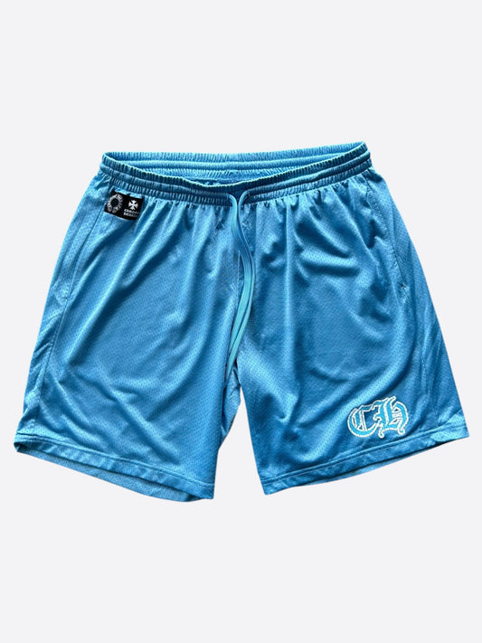Chrome Hearts Blue & White Logo Mesh Shorts