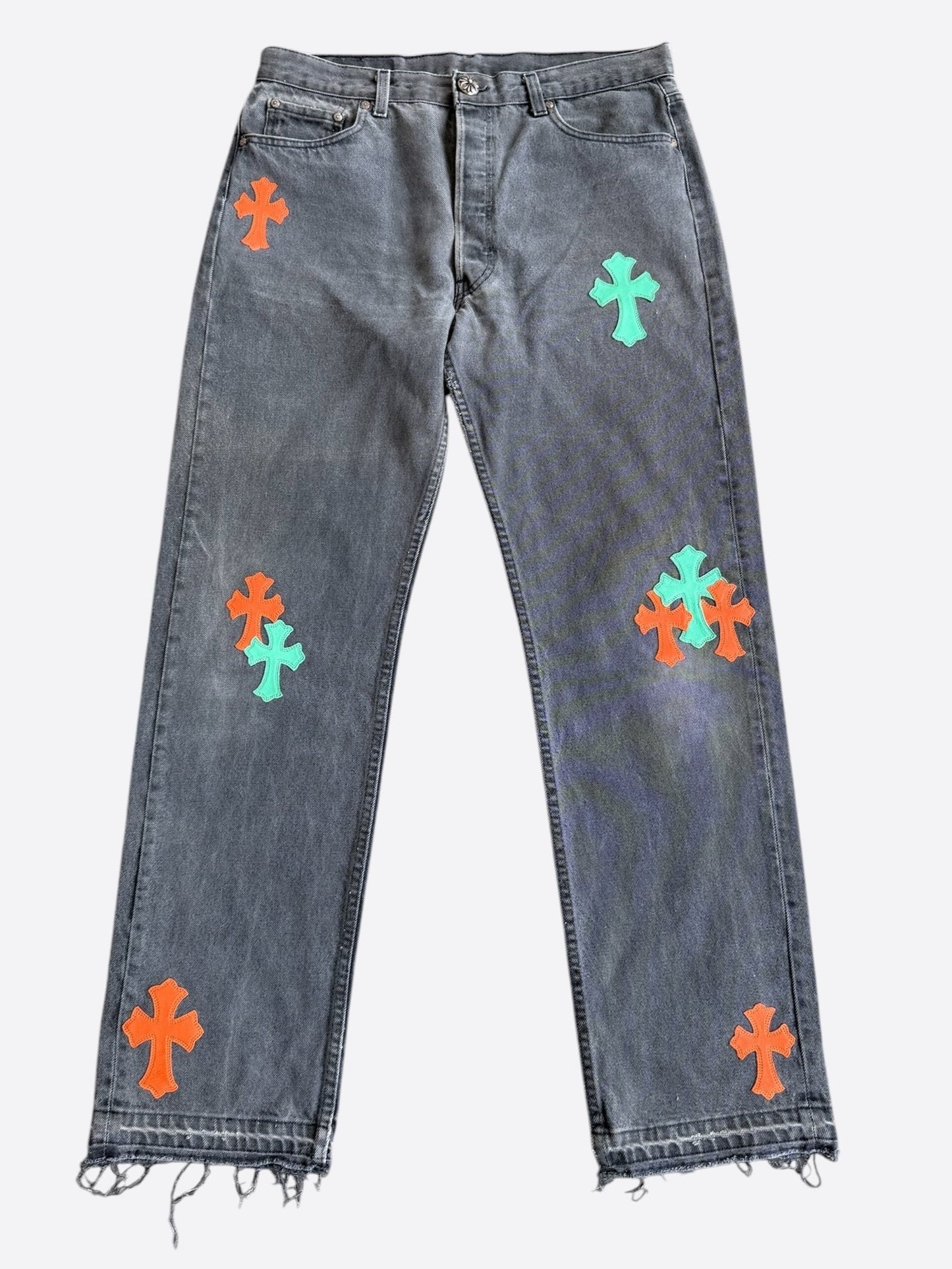 Chrome Hearts Levis Grey, Green & Orange Miami Patch Jeans