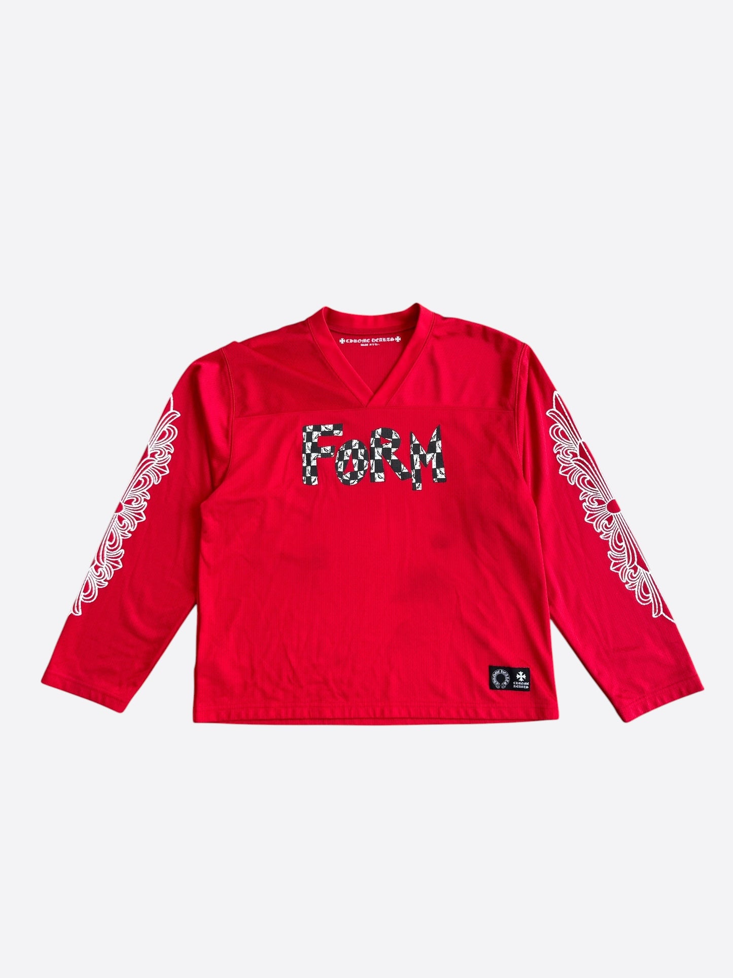 Chrome Hearts Matty Boy Red Form Mesh Jersey Longsleeve T-Shirt