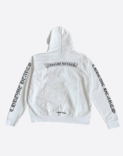 Chrome Hearts White & Black Scroll Logo Zip Up Hoodie