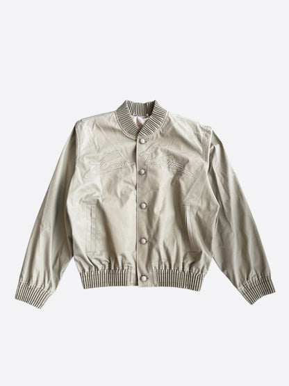 Louis Vuitton Beige Embroidered Logo Bomber Jacket