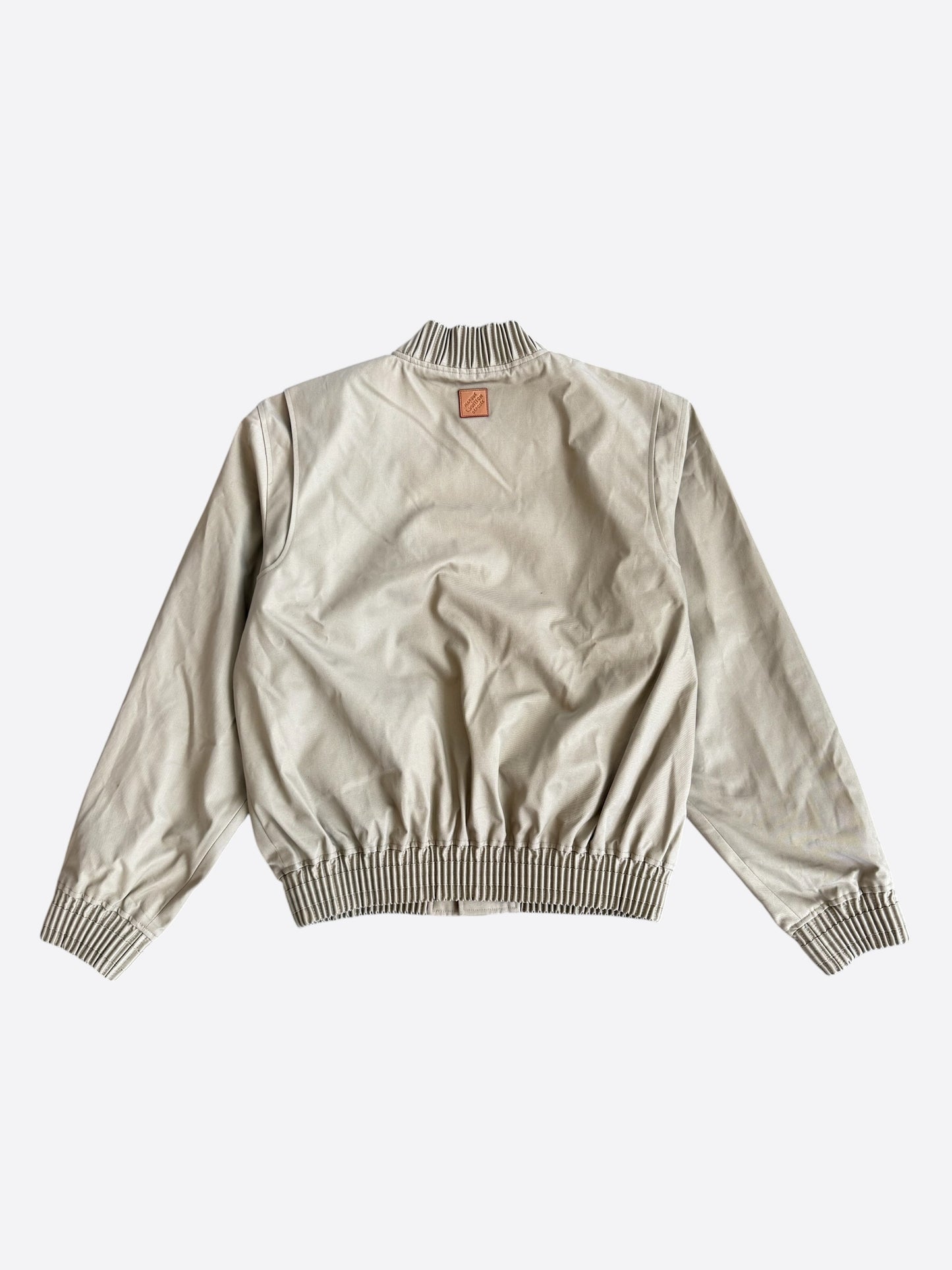 Louis Vuitton Beige Embroidered Logo Bomber Jacket