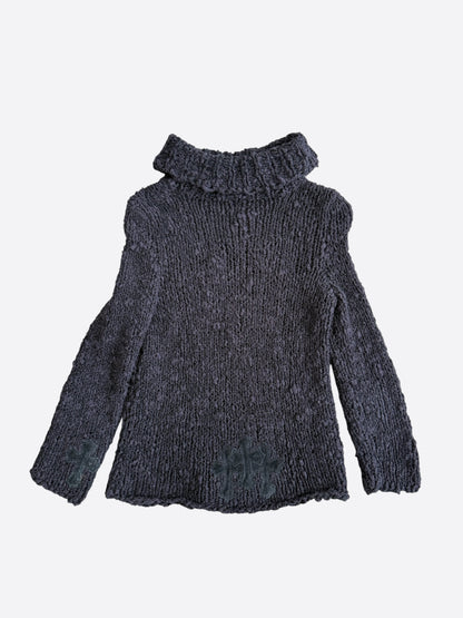 Chrome Hearts Black Cross Patch Women's Turtleneck Sweater