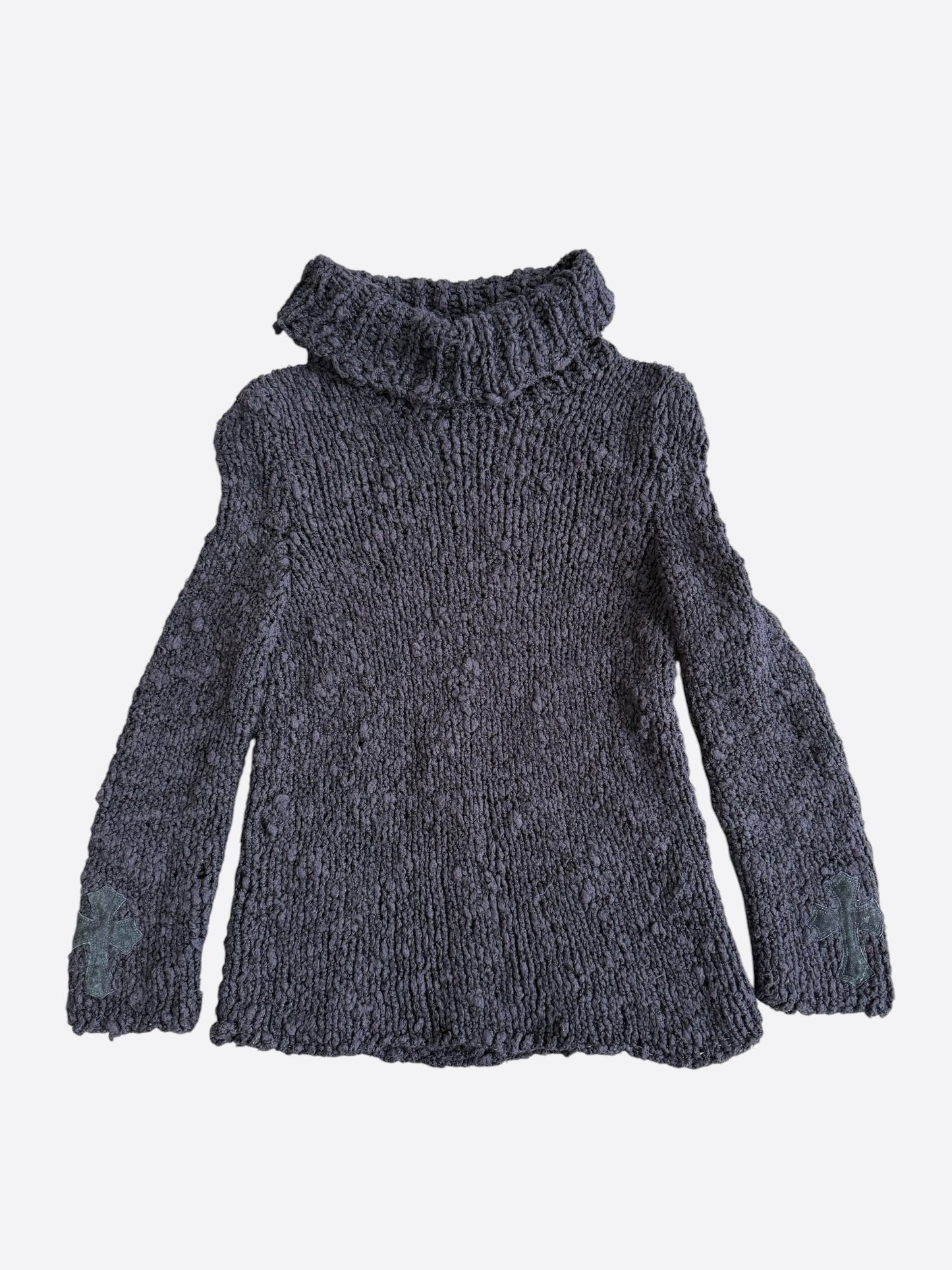 Chrome Hearts Black Cross Patch Women's Turtleneck Sweater