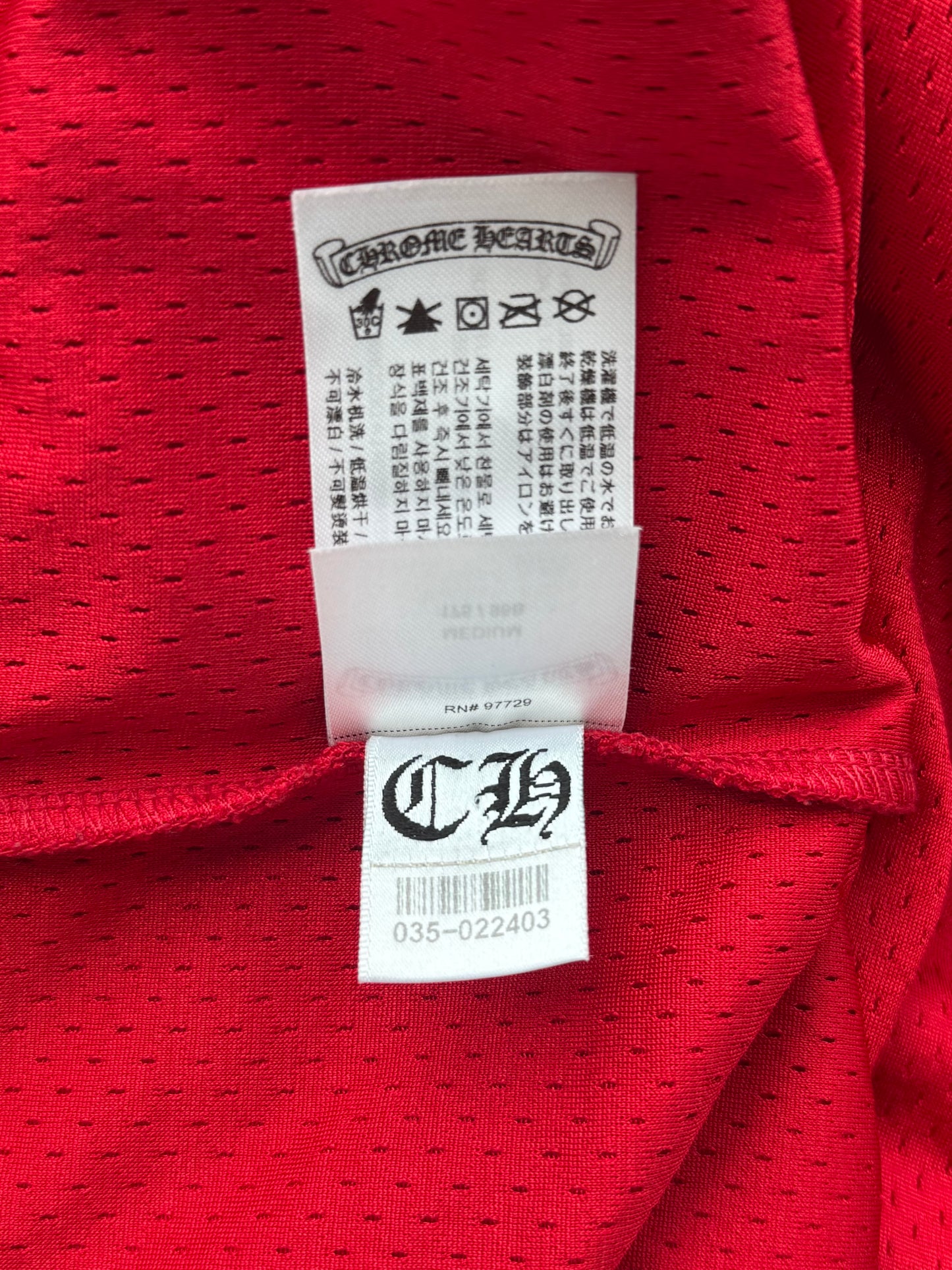 Chrome Hearts Matty Boy Red Form Mesh Jersey Longsleeve T-Shirt