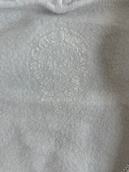 Chrome Hearts White & Black Scroll Logo Zip Up Hoodie