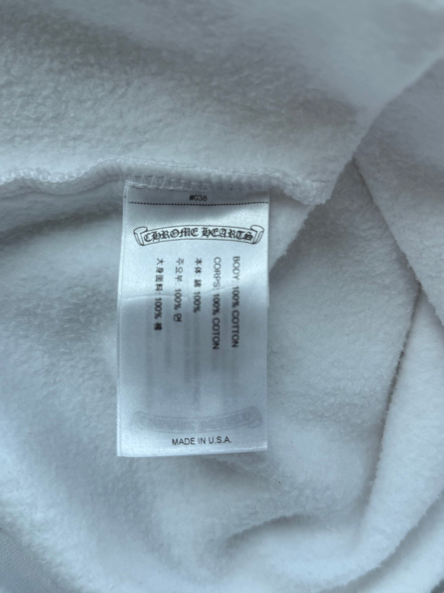 Chrome Hearts White & Black Scroll Logo Zip Up Hoodie