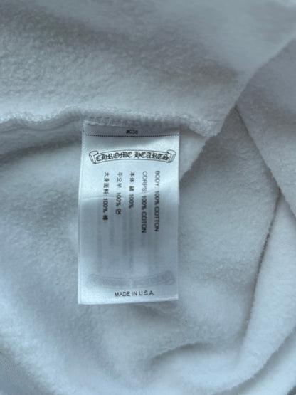 Chrome Hearts White & Black Scroll Logo Zip Up Hoodie