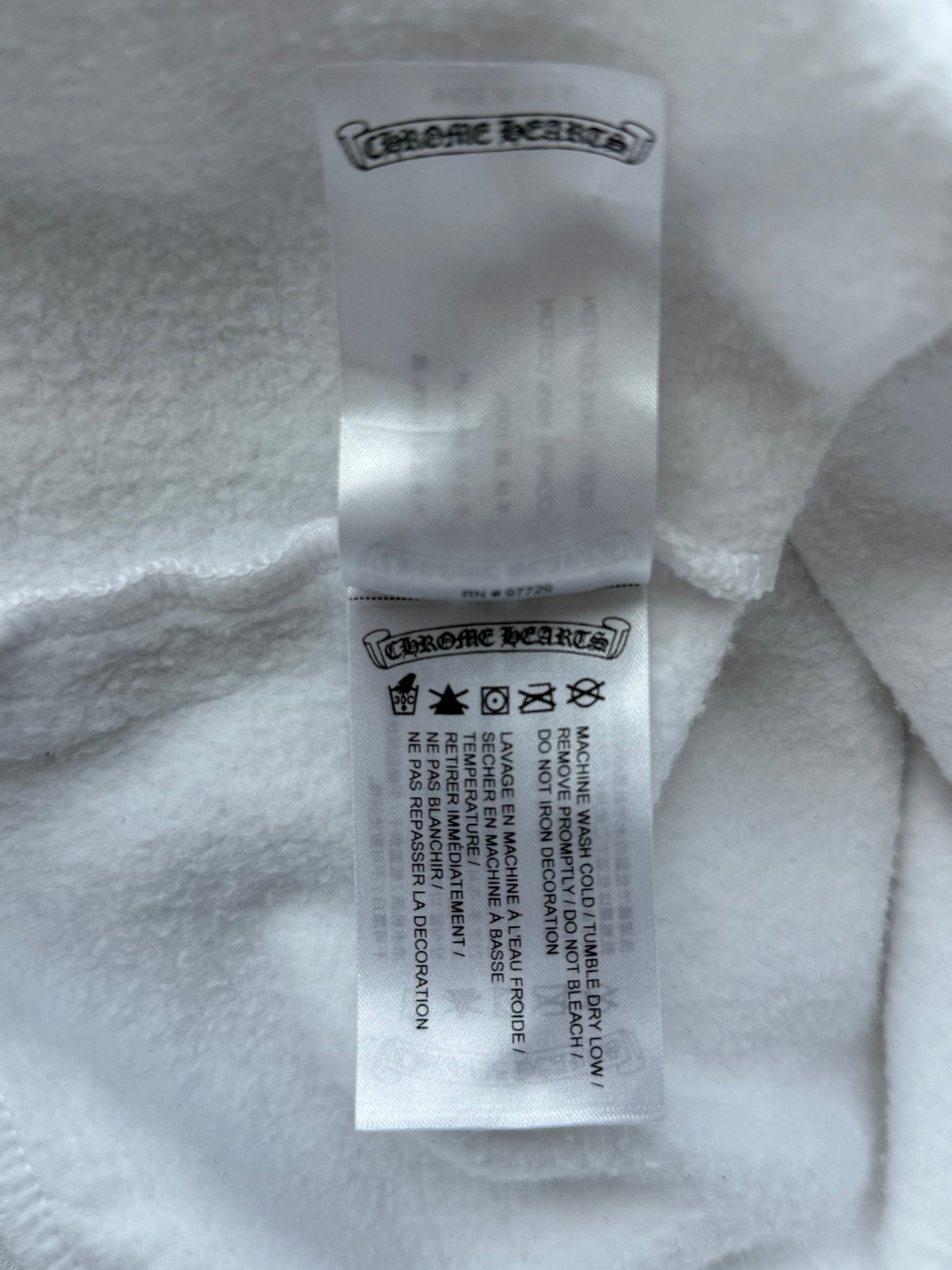 Chrome Hearts White & Black Scroll Logo Zip Up Hoodie