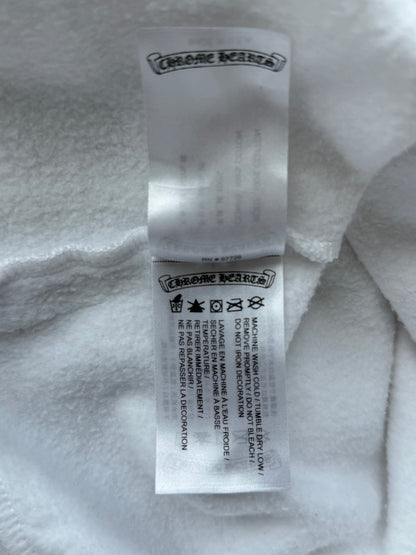 Chrome Hearts White & Black Scroll Logo Zip Up Hoodie