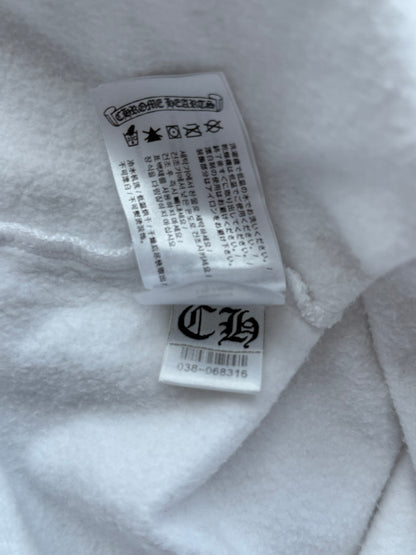 Chrome Hearts White & Black Scroll Logo Zip Up Hoodie