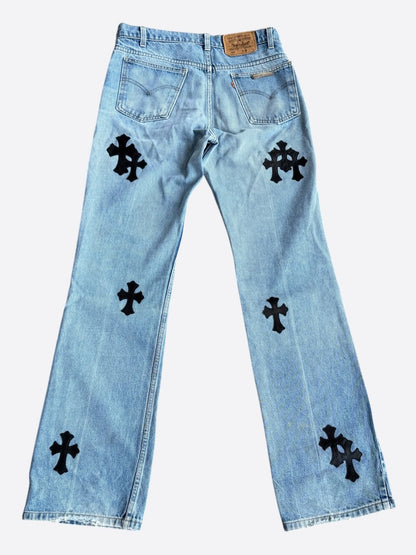 Chrome Hearts Levis Blue & Black Cross Patch Jeans