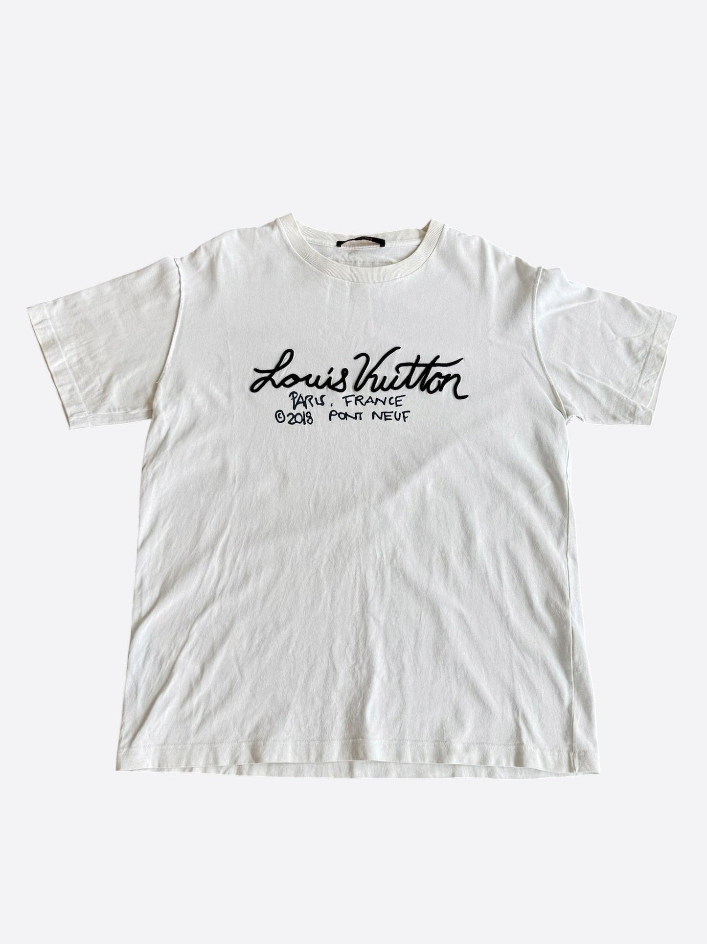 Louis Vuitton White Pont Neuf Embroidered T-Shirt