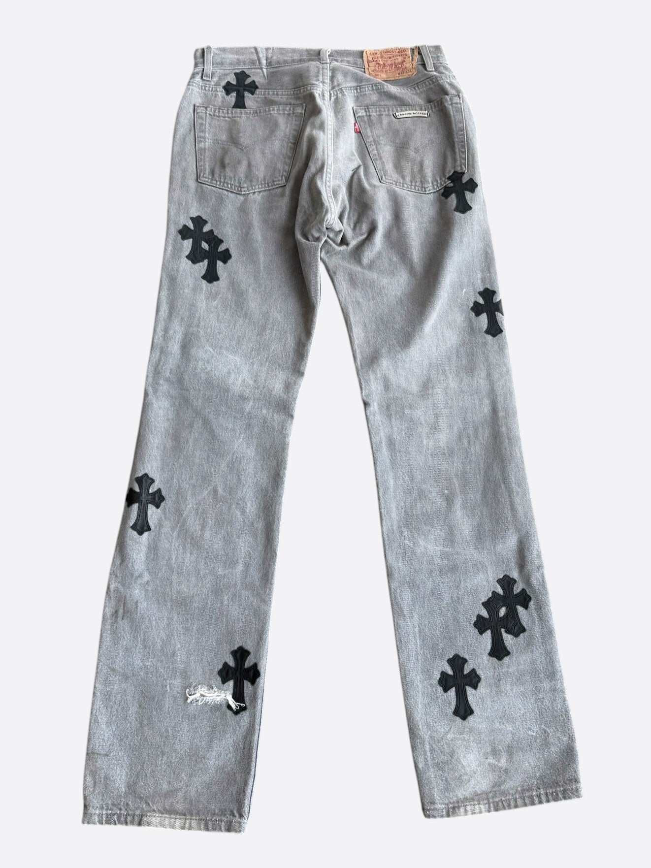 Chrome Hearts Levis Grey & Black Cross Patch Jeans