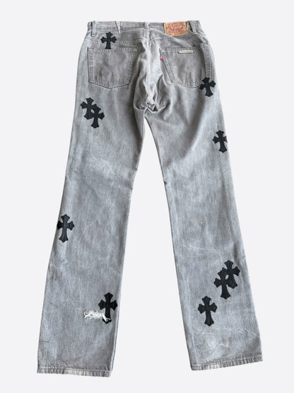 Chrome Hearts Levis Grey & Black Cross Patch Jeans