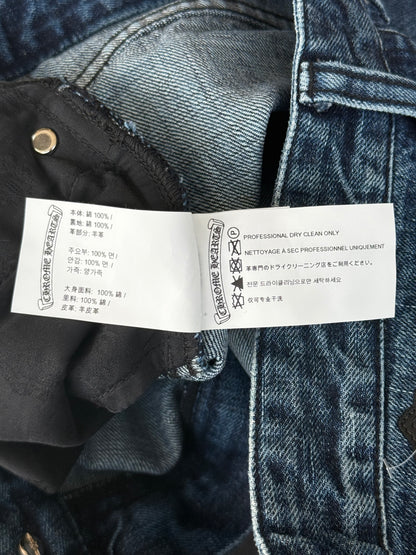 Chrome Hearts Blue & Black Cross Patch Denim Shorts