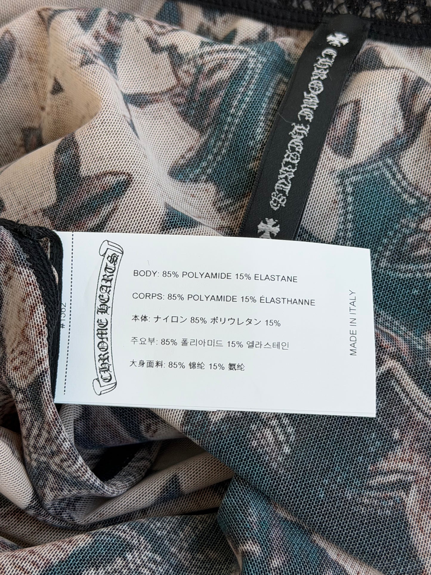 Chrome Hearts Brown All Over Cross Print Mesh Longsleeve Top