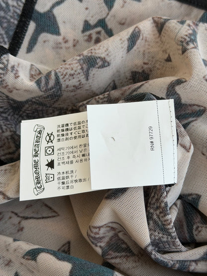 Chrome Hearts Brown All Over Cross Print Mesh Longsleeve Top
