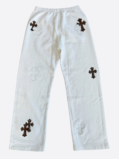 Chrome Hearts White & Leopard Cross Patch Sweatpants