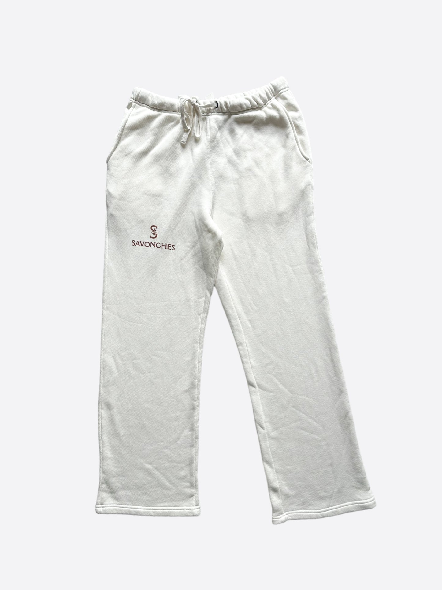 Savonches White & Brown S Logo Sweatpants