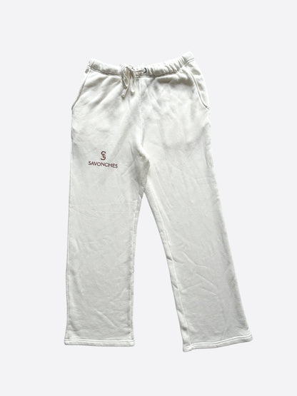 Savonches White & Brown S Logo Sweatpants