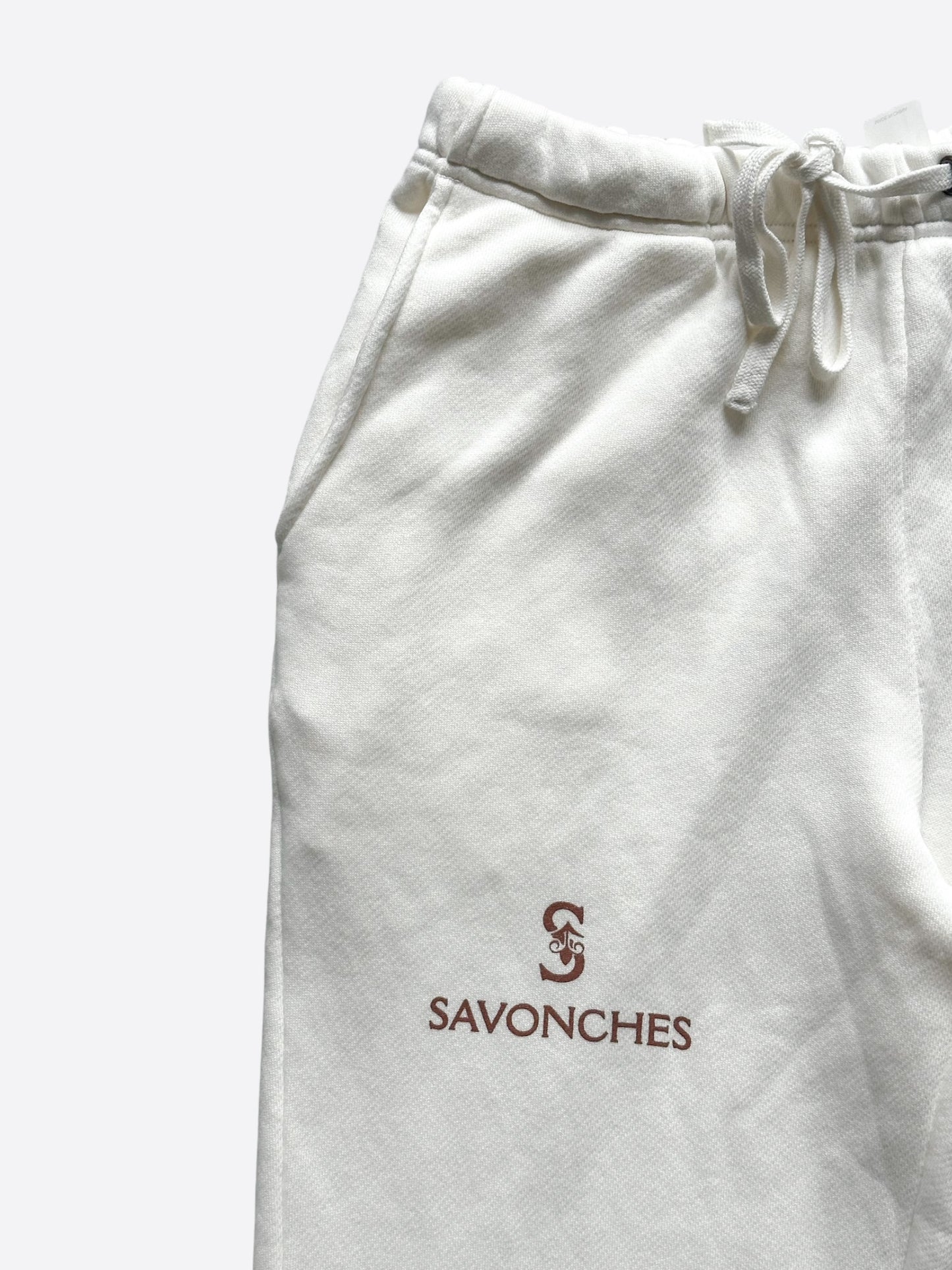 Savonches White & Brown S Logo Sweatpants