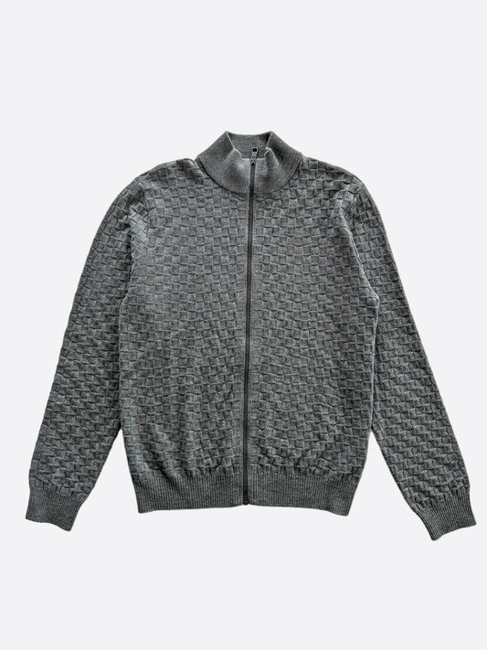 Louis Vuitton Grey Damier Zip Up Cardigan