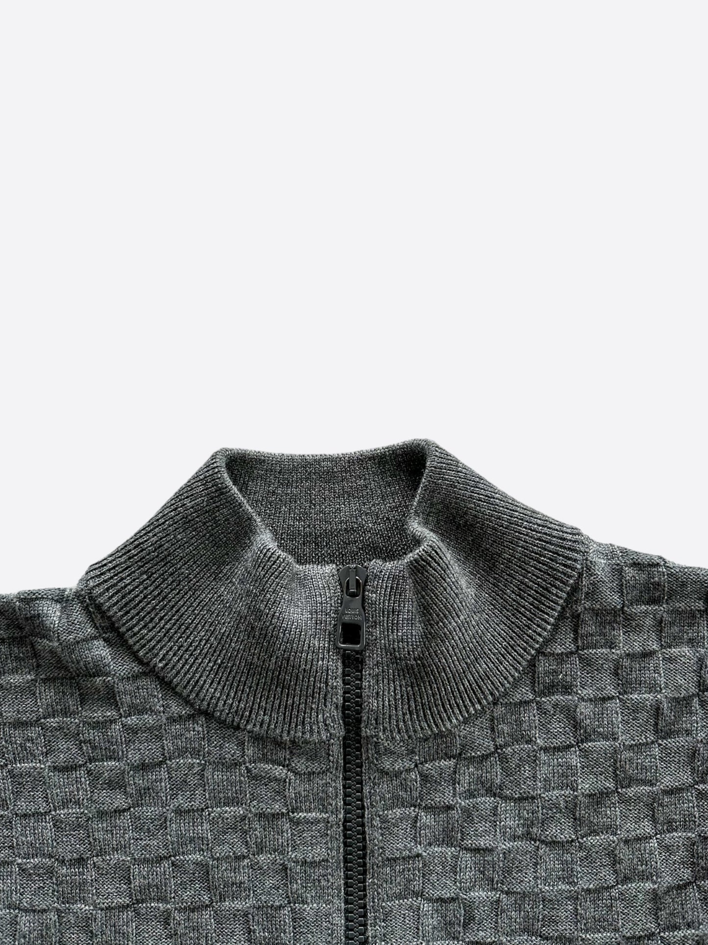 Louis Vuitton Grey Damier Zip Up Cardigan