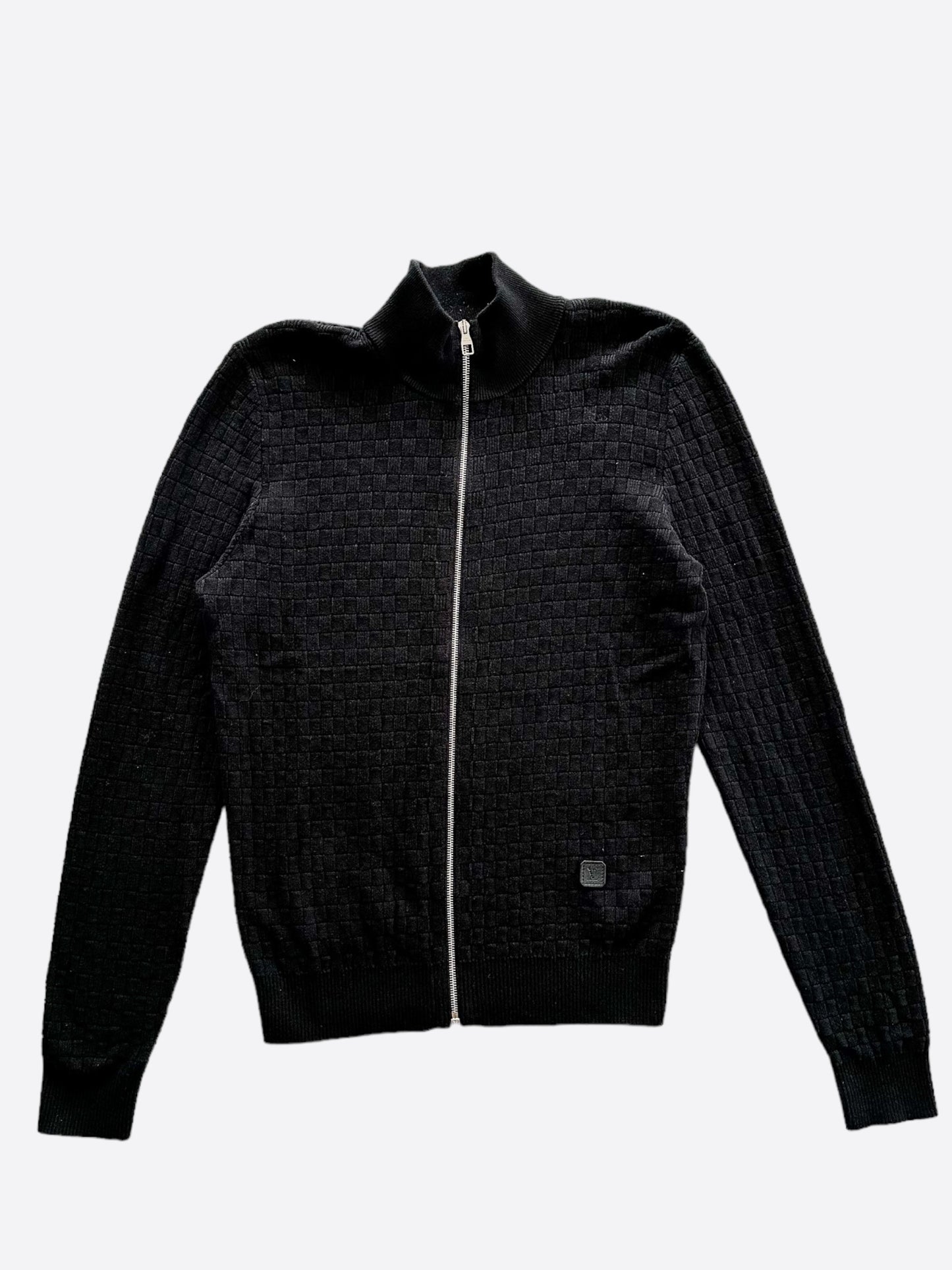 Louis Vuitton Black Damier Zip Up Cardigan