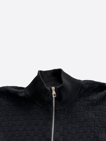 Louis Vuitton Black Damier Zip Up Cardigan